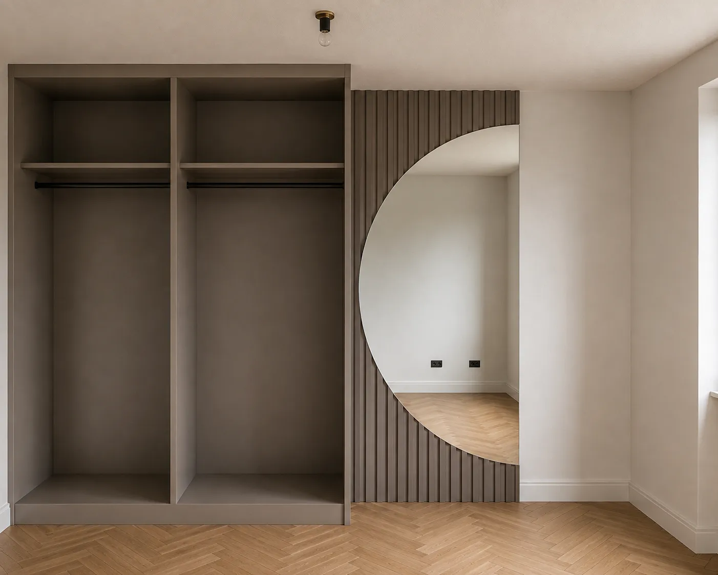 Fitted bedroom components prepared for precise installation