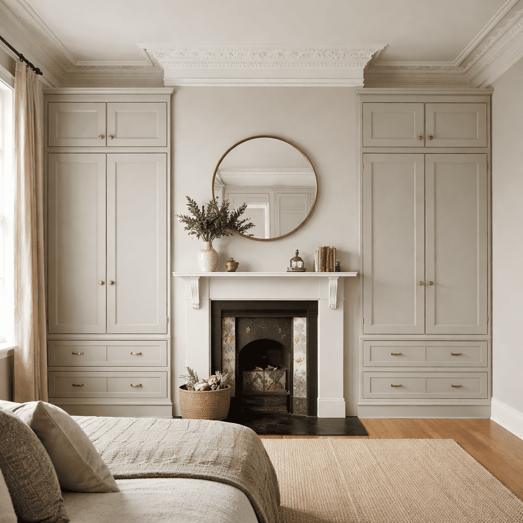 Built-in alcove wardrobe designed into a recessed wall