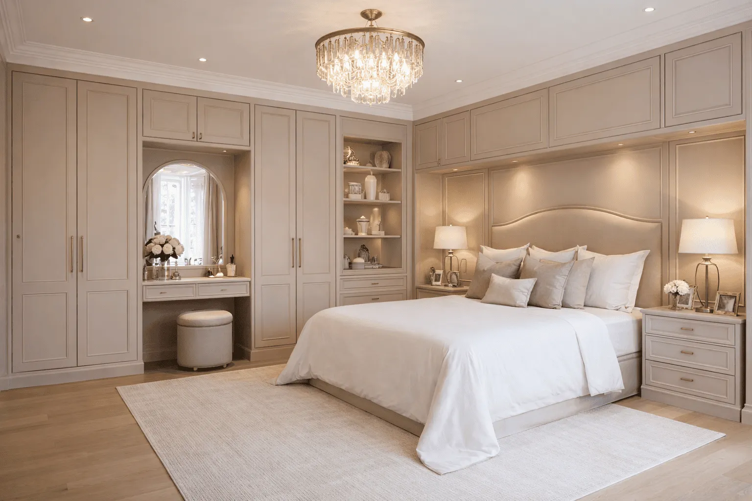 Master bedroom with fitted wardrobes and coordinated bedroom furniture