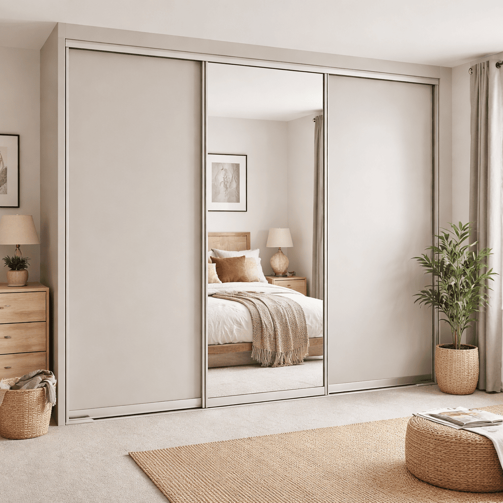 Sliding door fitted wardrobe with clean modern panels