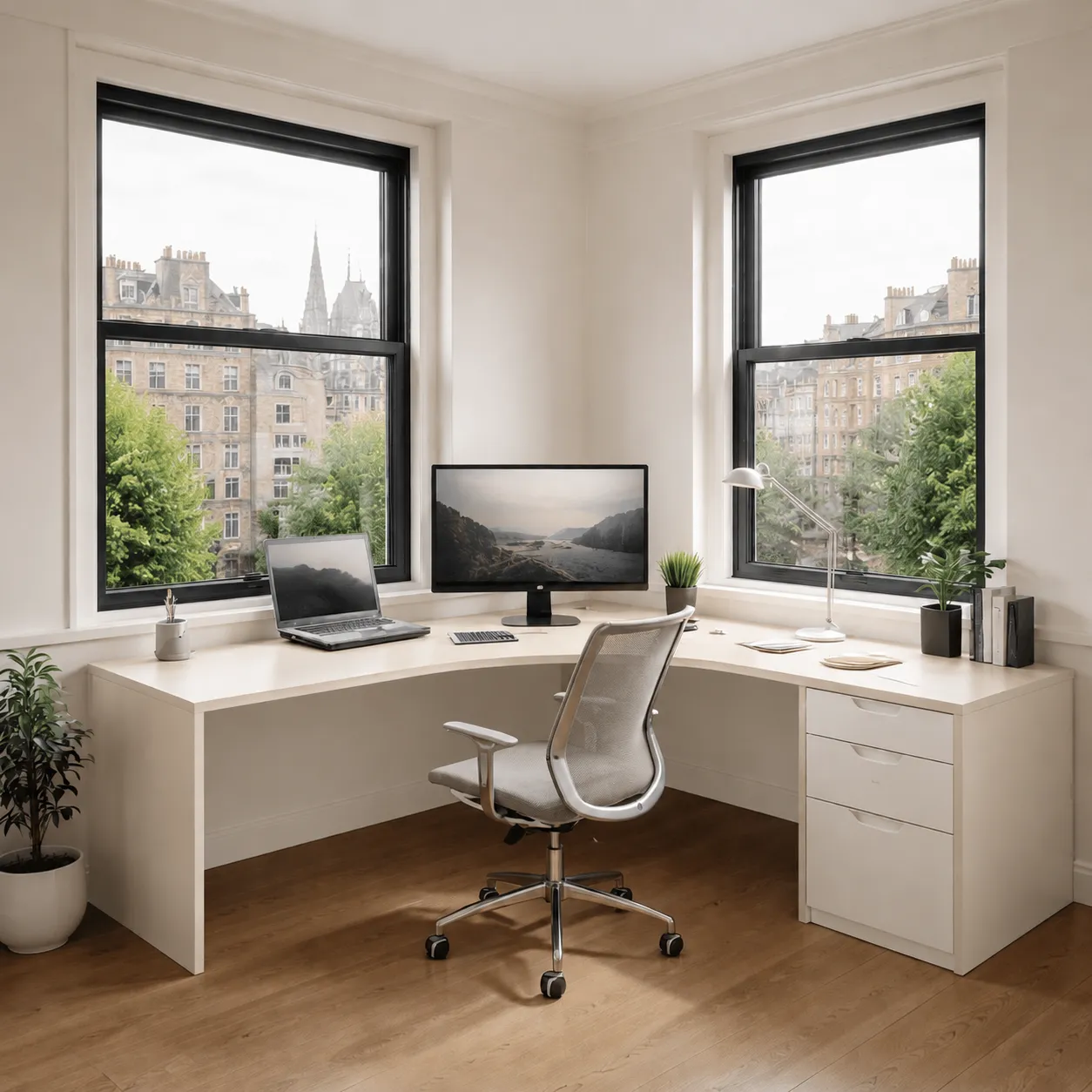 Warm ivory finish sample for a fitted home office