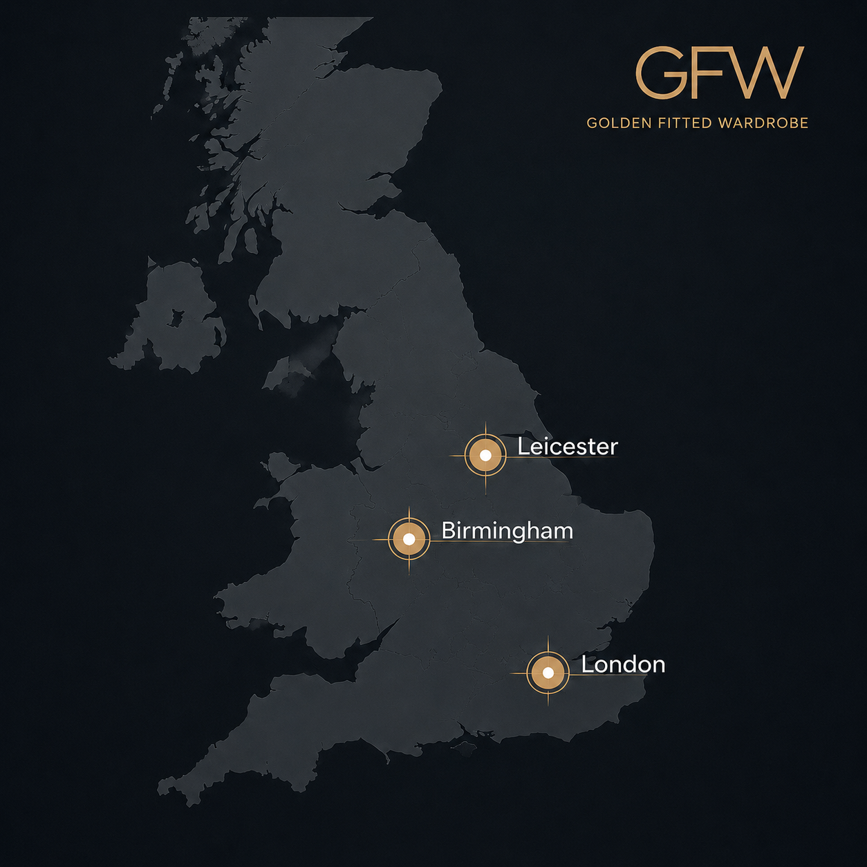 Golden Fitted Wardrobe service area map graphic